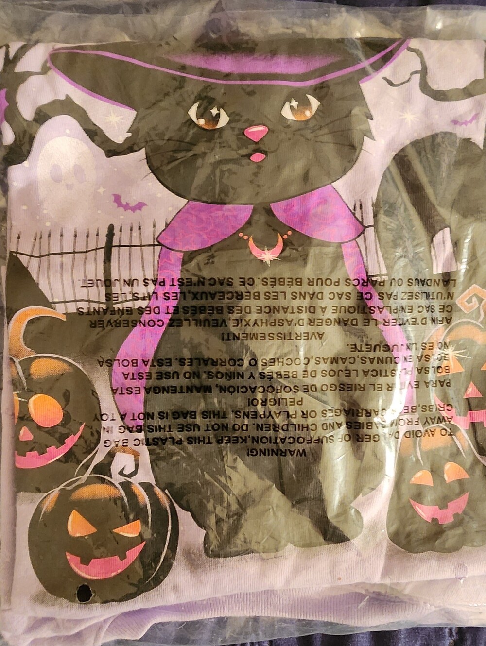 NWT The Children’s Place Girls XL 14 Halloween Black Cat Pumpkin Shirt